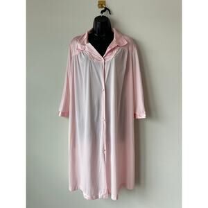 Vintage Blush Pink Sheer Robe Dress | Satin Trim | Romantic 90s Loungewear | L